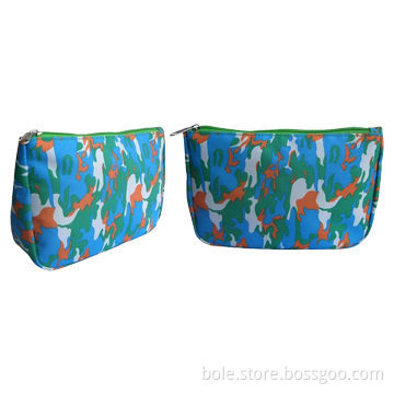 Polyester zipper cosmetic bag with full printing, various sizes and colors are available